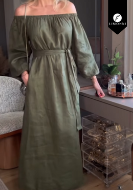 Vestidos para mujer Limonni Gretta LI5140 Maxidress verde militar