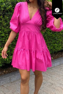Vestidos para mujer Limonni Mailia LI3658 Cortos Casuales fuscia