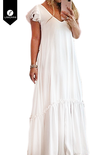 SALE - Vestidos para mujer Limonni LI1977 Maxidress - Blanco