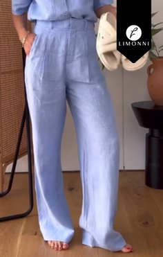 SALE - Pantalones Limonni LI4811 Pantalones Largos - Azul Cielo
