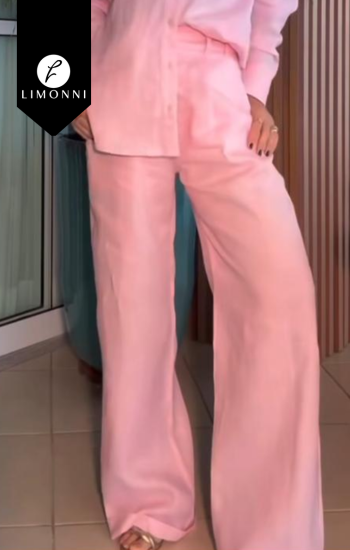 Pantalones Limonni Cayena LI5292 Pantalones Largos - Amarillo Pastel