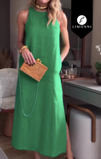 Vestidos para mujer Limonni Cayena LI5406 Maxidress - Verde Militar