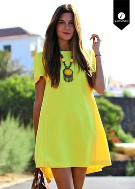 SALE - Vestidos para mujer Limonni LI363 Cortos Casuales - Amarillo