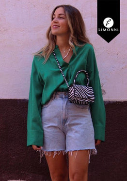 Blusas para mujer Limonni Valiente LI4633 Camiseras verde esmeralda