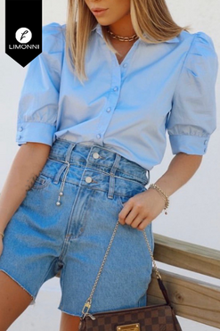 Blusas para mujer Limonni Mailia LI3440 Camiseras azul cielo