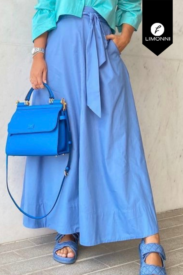 Faldas para mujer Limonni Mailia LI3446 Largos elegantes azul cielo
