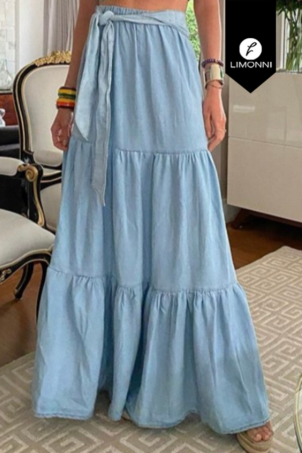 Faldas para mujer Limonni Mailia LI3530 Largos elegantes azul cielo