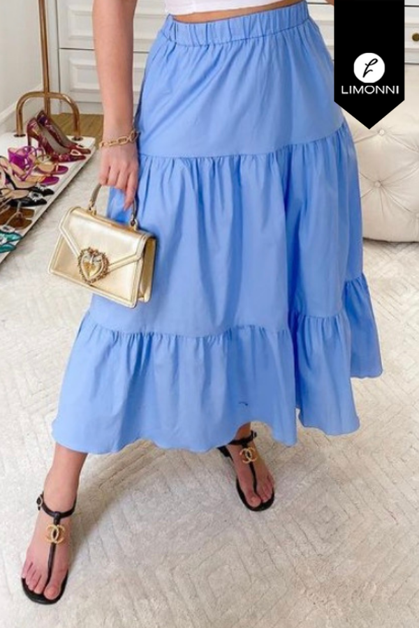 Faldas para mujer Limonni Mailia LI3547 Largos elegantes azul cielo