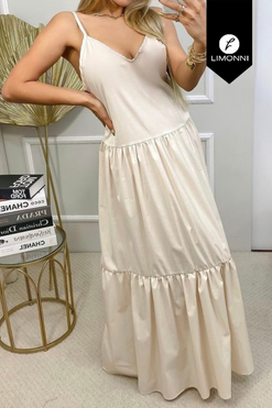 Vestidos para mujer Limonni Mailia LI3582 Maxidress beige