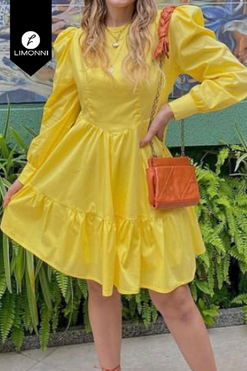 Vestidos para mujer Limonni Mailia LI3632 Cortos Casuales amarillo