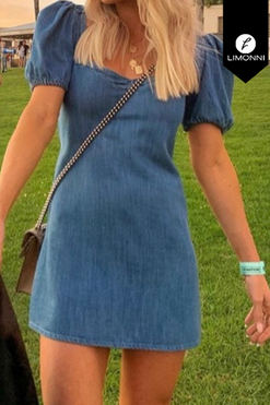 Vestidos para mujer Limonni Mailia LI3657 Cortos Casuales azul cielo