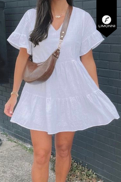 Vestidos para mujer Limonni Mailia LI3706 Cortos Casuales blanco