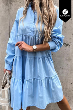Vestidos para mujer Limonni Mailia LI3717 Cortos Casuales azul cielo