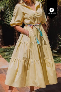 Vestidos para mujer Limonni Mailia LI3787 Maxidress amarillo