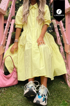 Vestidos para mujer Limonni Mailia LI3795 Cortos Casuales amarillo