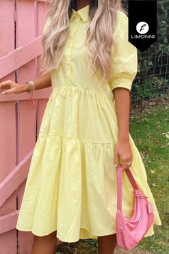 Vestidos para mujer Limonni Mailia LI3795 Cortos Casuales amarillo
