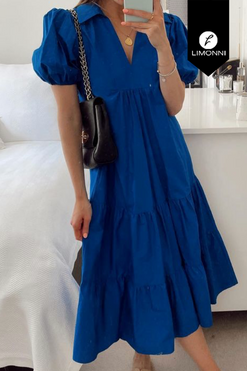 Vestidos para mujer Limonni Mailia LI3831 Maxidress azul rey