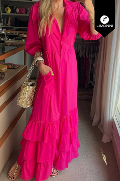 Vestidos para mujer Limonni Mailia LI3836 Maxidress fuscia