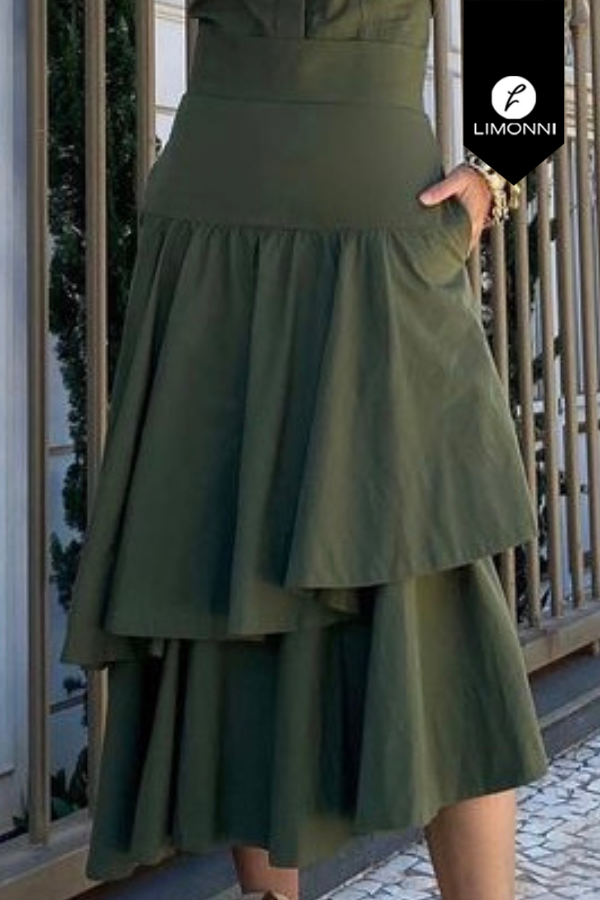 Faldas para mujer Limonni Mailia LI3859 Largos elegantes verde militar