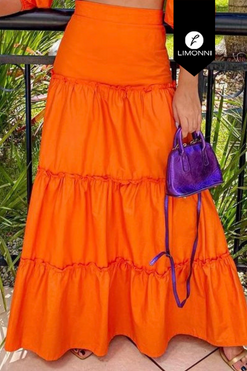 Faldas para mujer Limonni Mailia LI3863 Largos elegantes naranja