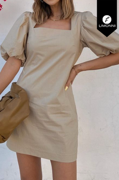 Vestidos para mujer Limonni Mailia LI3896 Cortos Casuales beige
