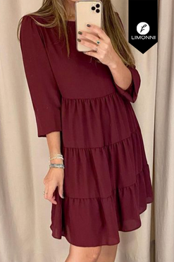 Vestidos para mujer Limonni Mailia LI3936 Cortos Casuales vinotinto
