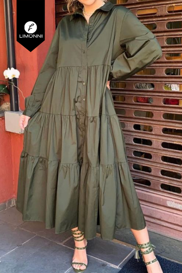 Vestidos para mujer Limonni Mailia LI4000 Maxidress verde militar