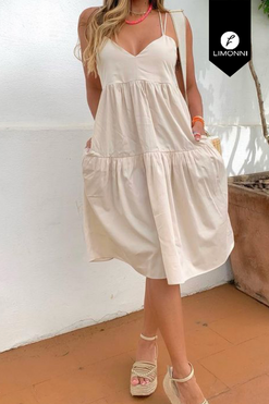 Vestidos para mujer Limonni Mailia LI4011 Cortos Casuales beige