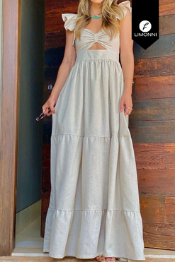 Vestidos para mujer Limonni Mailia LI4057 Maxidress avena