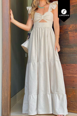 Vestidos para mujer Limonni Mailia LI4057 Maxidress avena