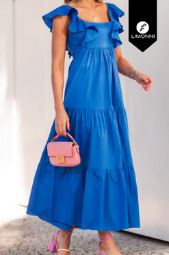 Vestidos para mujer Limonni Mailia LI4099 Maxidress azul rey