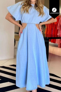 Vestidos para mujer Limonni Mailia LI4120 Maxidress azul cielo