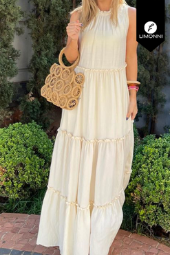 Vestidos para mujer Limonni Mailia LI4126 Maxidress avena