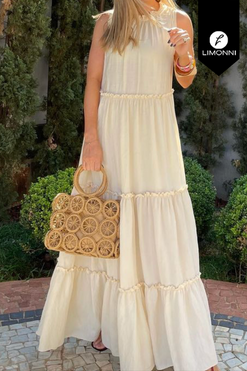 Vestidos para mujer Limonni Mailia LI4126 Maxidress avena