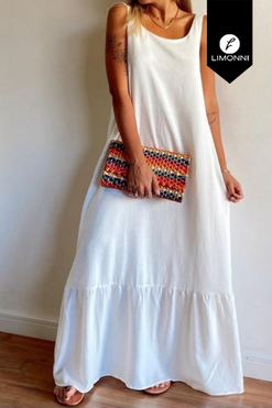 Vestidos para mujer Limonni Mailia LI4157 Maxidress blanco