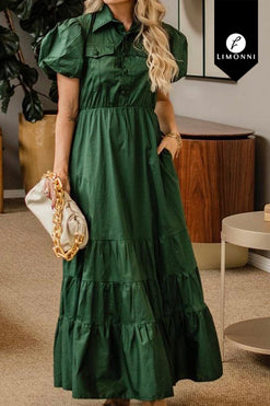 Vestidos para mujer Limonni Mailia LI4303 Maxidress verde militar