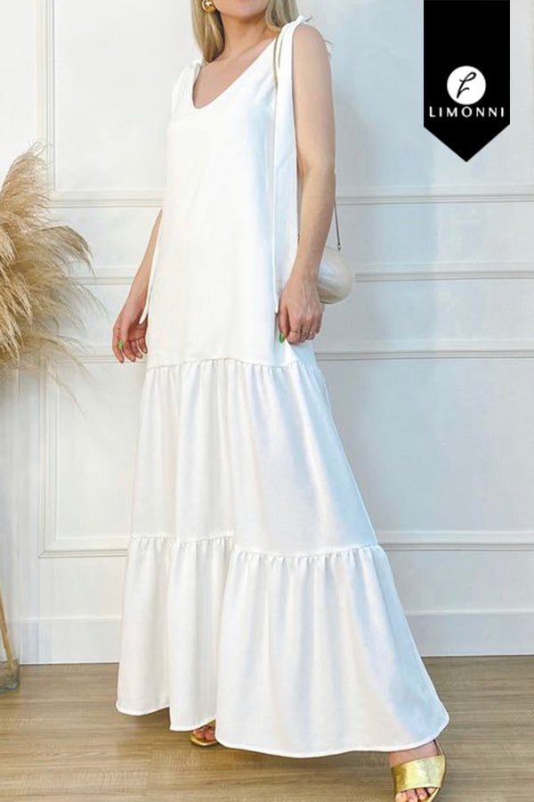 Vestidos para mujer Limonni Mailia LI4325 Maxidress blanco