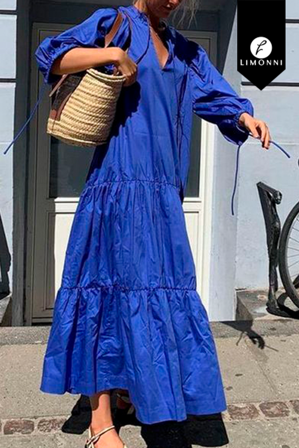 Vestidos para mujer Limonni Mailia LI4402 Maxidress azul rey