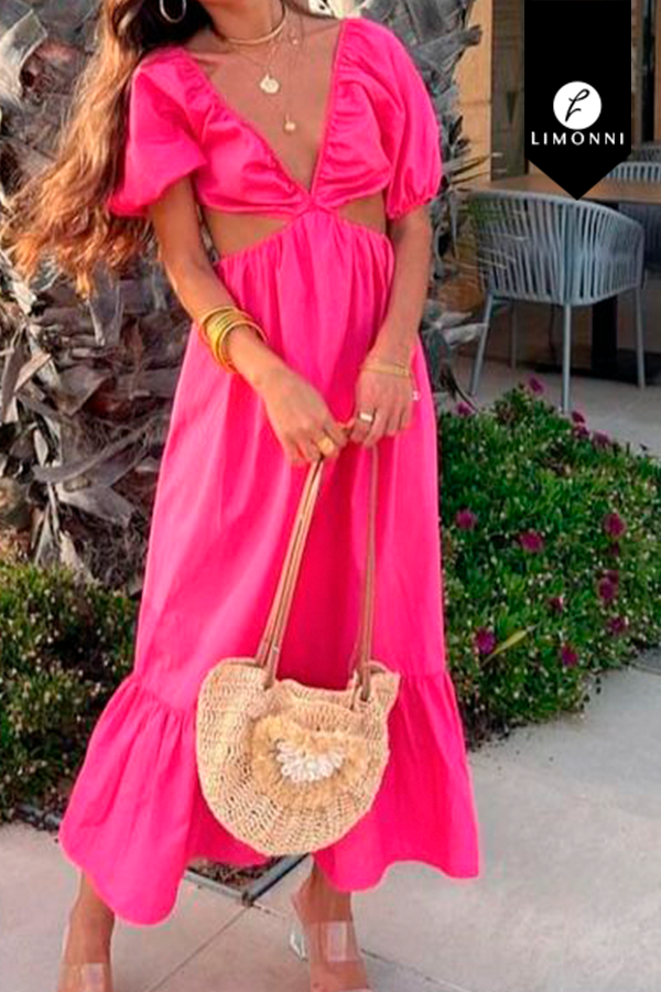 Vestidos para mujer Limonni Valiente LI4446 Maxidress fuscia