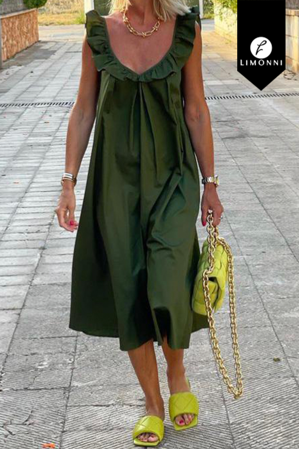 Vestidos para mujer Limonni Valiente LI4472 Maxidress verde militar