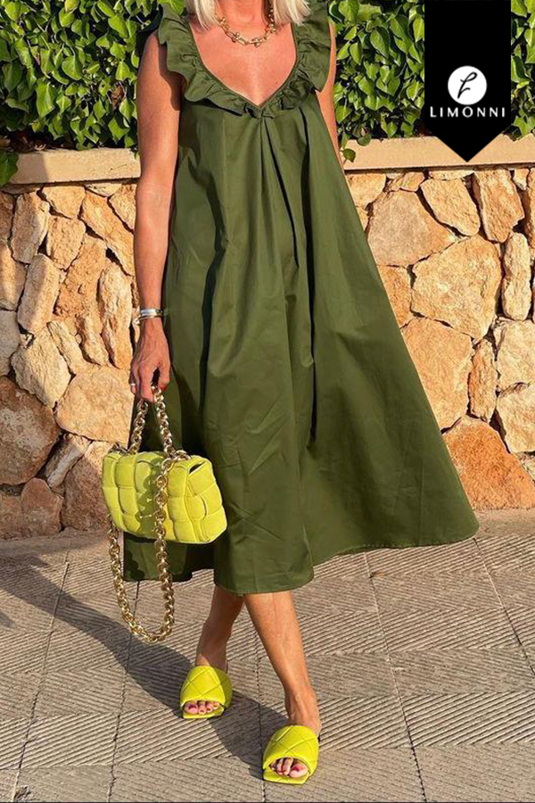 Vestidos para mujer Limonni Valiente LI4472 Maxidress verde militar