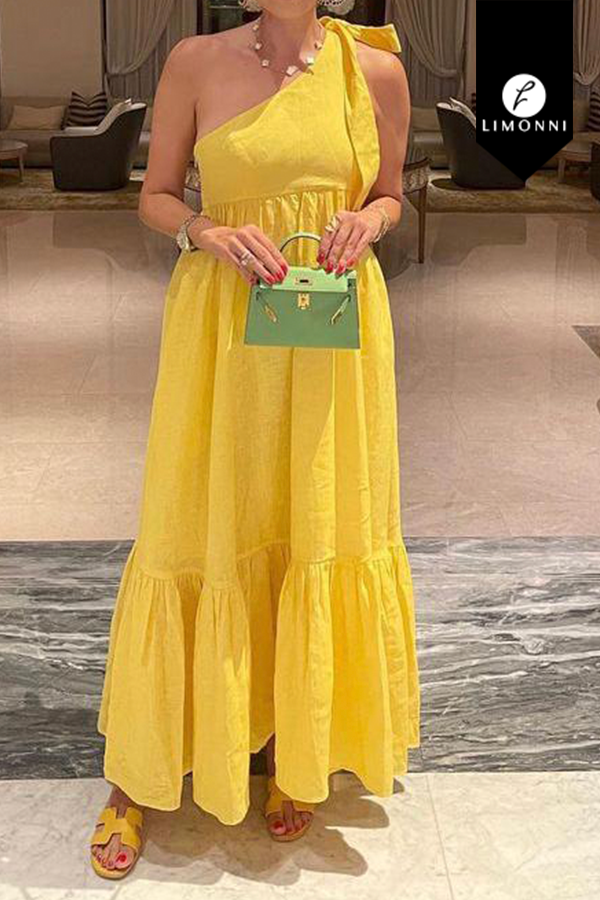 Vestidos para mujer Limonni Valiente LI4488 Maxidress amarillo