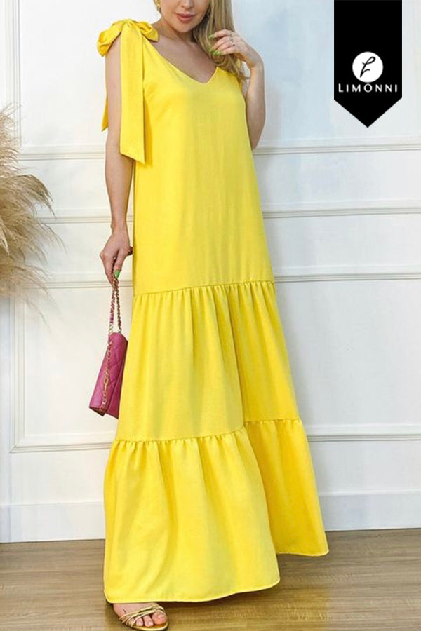 Vestidos para mujer Limonni Valiente LI4503 Maxidress amarillo