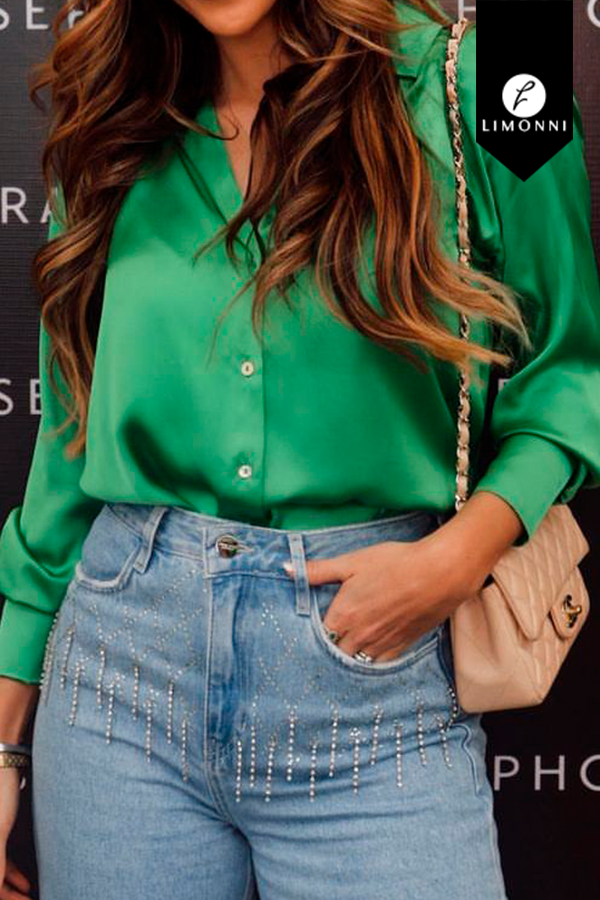 Jeans Con Blusa Verde Camisas Verdes De Mujer Outfit Con Blusa