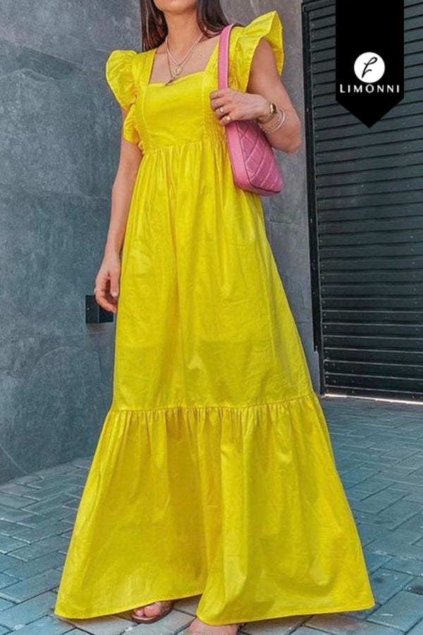 Vestidos para mujer Limonni Valiente LI4636 Maxidress amarillo