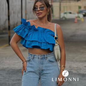 Blusas para mujer Limonni Valiente LI4696 Tops azul rey