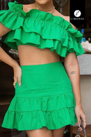 Sets Limonni Valiente LI4699 Set falda verde esmeralda