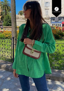 Blusas para mujer Limonni Mail??a LI4723 Camiseras verde esmeralda